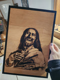 "Laughing Jesus" Wood Burnt Photo - 9x12