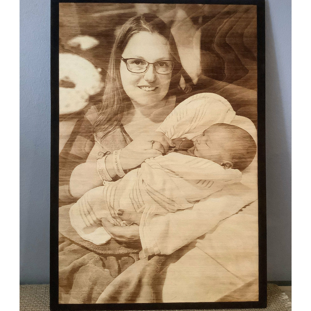 Custom Wood Burned Photo Gift | Personalized Portrait 9x12 | Burnt ...